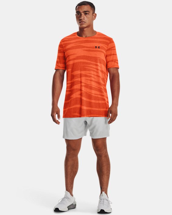 Men's UA Seamless Wave Short Sleeve in Orange image number 2
